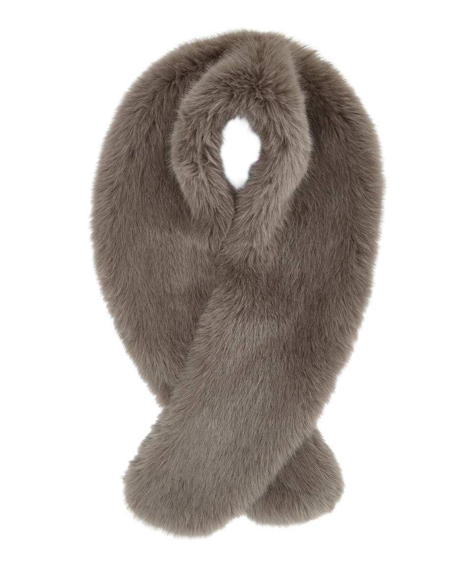 Serene Faux Fur Scarf - predominant colour: taupe; occasions: casual, creative work; type of pattern: standard; material: faux fur; pattern: plain; size: small; style: stole; wardrobe: basic; season: a/w 2016