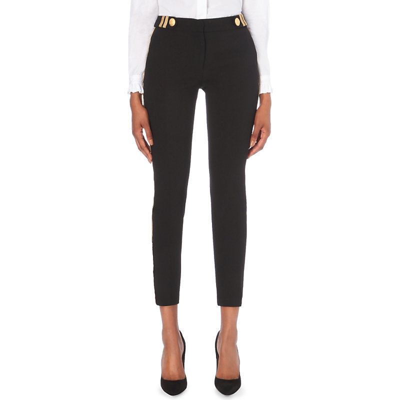 Pims Crepe Trousers, Women's, Noir - pattern: plain; waist: high rise; predominant colour: black; occasions: evening, creative work; length: ankle length; fibres: polyester/polyamide - 100%; texture group: crepes; fit: skinny/tight leg; pattern type: fabric; style: standard; wardrobe: basic; season: a/w 2016