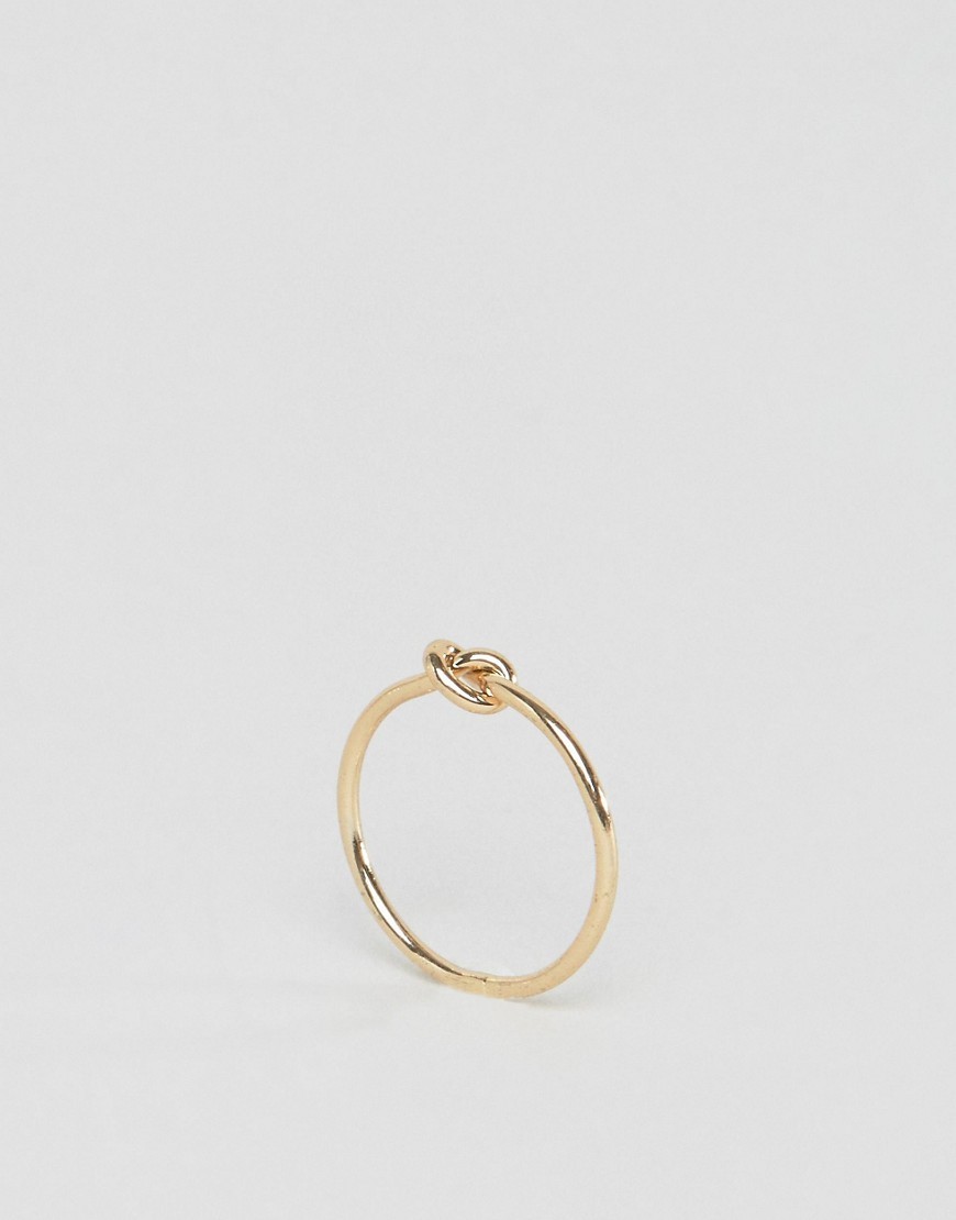 Tiny Knot Pinky Ring Gold - predominant colour: gold; occasions: casual, creative work; style: band; size: small/fine; material: chain/metal; finish: metallic; embellishment: chain/metal; wardrobe: basic; season: a/w 2016