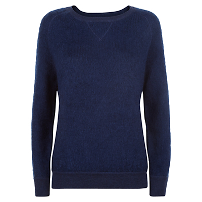 Wool Mohair Sweatshirt, Denim - neckline: round neck; pattern: plain; style: sweat top; predominant colour: denim; occasions: casual; length: standard; fibres: wool - mix; fit: body skimming; sleeve length: long sleeve; sleeve style: standard; pattern type: fabric; texture group: jersey - stretchy/drapey; season: a/w 2016; wardrobe: highlight