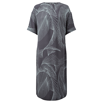 Broken Glass Crepe Dress, Smoke - style: t-shirt; length: below the knee; fit: loose; secondary colour: pale blue; predominant colour: charcoal; occasions: evening; fibres: viscose/rayon - 100%; neckline: crew; sleeve length: short sleeve; sleeve style: standard; texture group: crepes; pattern type: fabric; pattern: patterned/print; season: a/w 2016; wardrobe: event
