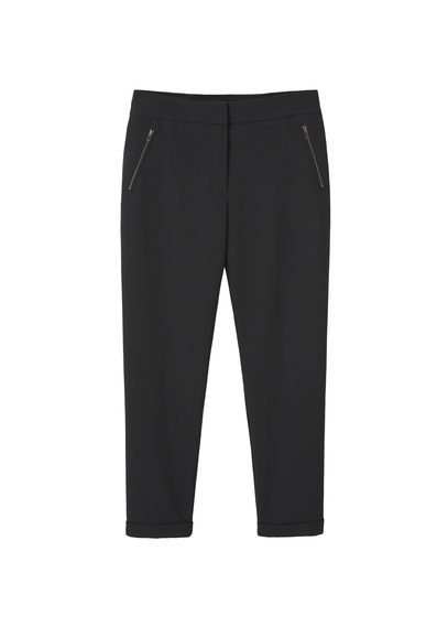 Flowy Crepe Trousers - length: standard; pattern: plain; waist: mid/regular rise; predominant colour: black; occasions: work, creative work; fibres: polyester/polyamide - 100%; texture group: crepes; fit: straight leg; pattern type: fabric; style: standard; wardrobe: basic; season: a/w 2016