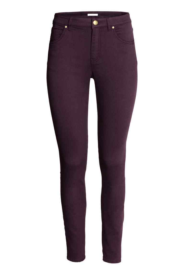 Superstretch Trousers - style: skinny leg; length: standard; pattern: plain; waist: mid/regular rise; predominant colour: aubergine; occasions: casual; fibres: cotton - stretch; texture group: denim; pattern type: fabric; season: a/w 2016; wardrobe: highlight