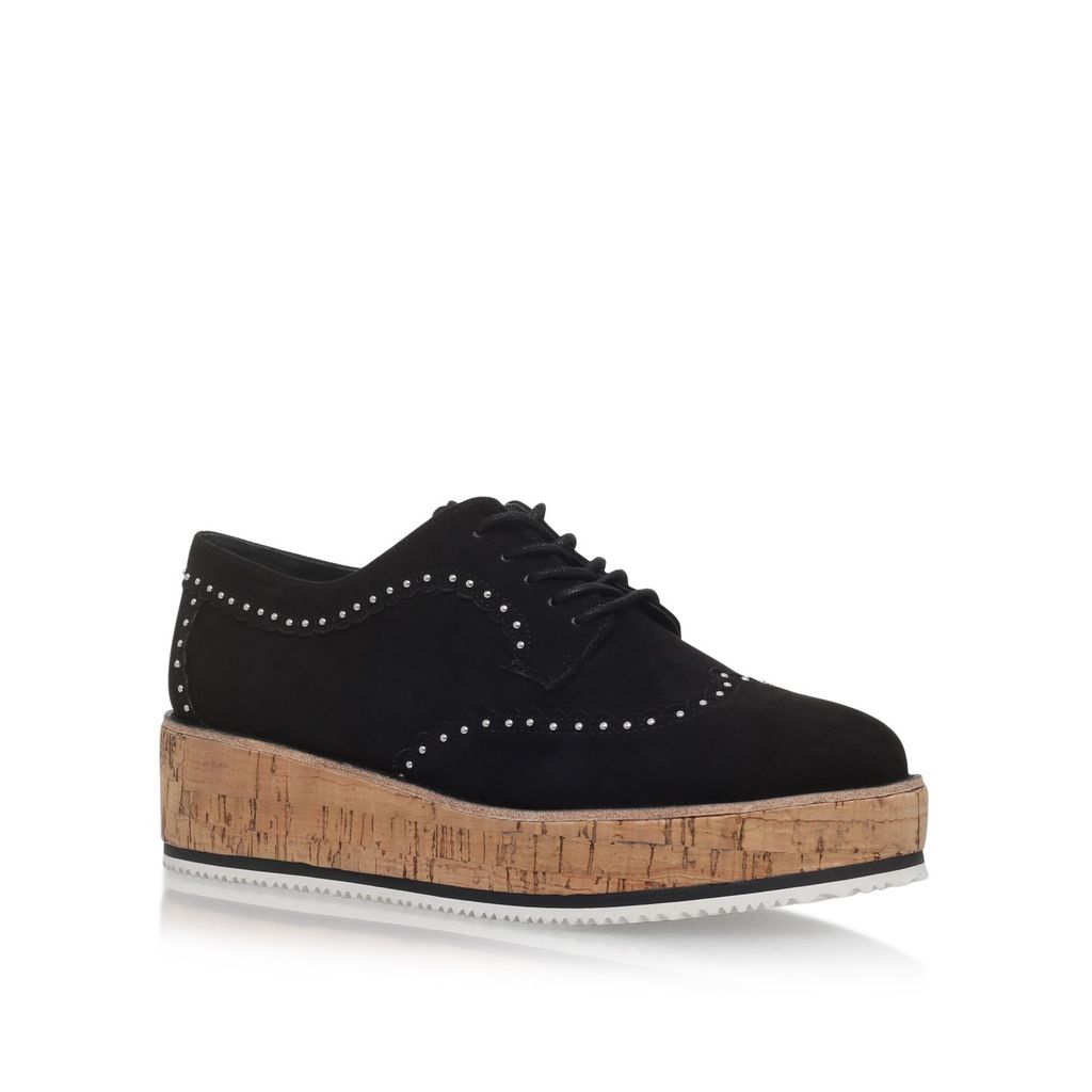 Kazam Lace Up Brogues, Black - predominant colour: black; occasions: casual, creative work; material: suede; heel height: flat; toe: round toe; style: flatforms; finish: plain; pattern: plain; season: a/w 2016; wardrobe: highlight