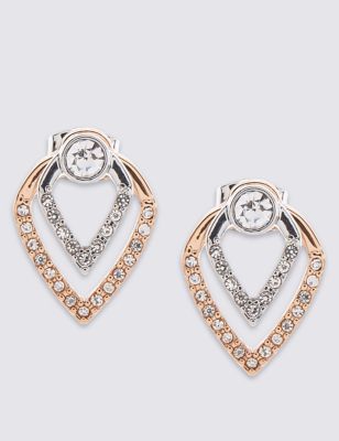 Sparkle V Stud Earrings - predominant colour: gold; occasions: evening, occasion; style: stud; length: short; size: standard; material: chain/metal; fastening: pierced; finish: metallic; embellishment: jewels/stone; season: a/w 2016; wardrobe: event