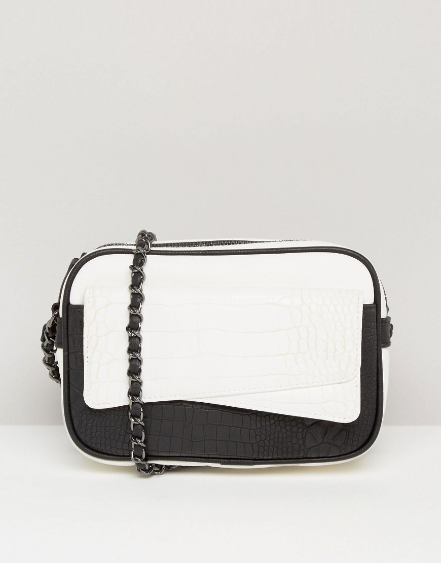 Mono Croc And Snake Camera Cross Body Bag Multi - predominant colour: white; secondary colour: black; occasions: casual; type of pattern: standard; style: messenger; length: across body/long; size: small; material: faux leather; finish: plain; pattern: colourblock; multicoloured: multicoloured; season: a/w 2016; wardrobe: highlight