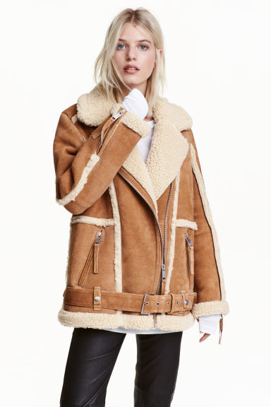 Suede Jacket - style: biker; collar: wide lapels; fit: loose; length: below the bottom; predominant colour: camel; occasions: casual, creative work; fibres: leather - 100%; sleeve length: long sleeve; sleeve style: standard; collar break: medium; pattern type: fabric; pattern: colourblock; texture group: suede; season: a/w 2016; wardrobe: highlight