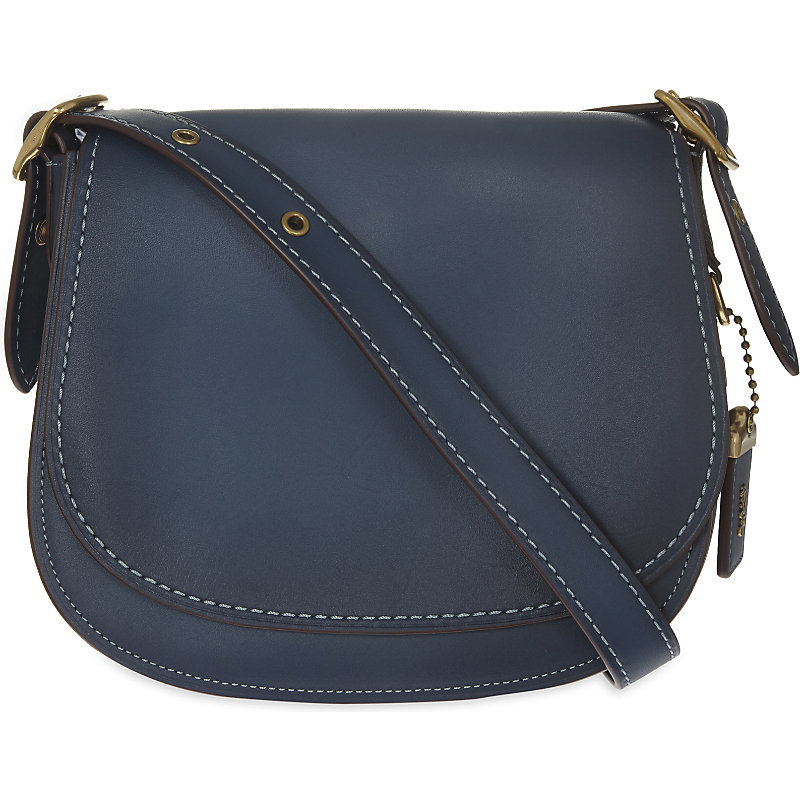 Glovetanned Leather Saddle Bag 23, Women's, Ol/Dark Denim - predominant colour: navy; occasions: casual, creative work; type of pattern: standard; style: saddle; length: across body/long; size: standard; material: faux leather; pattern: plain; finish: plain; season: s/s 2016; wardrobe: basic