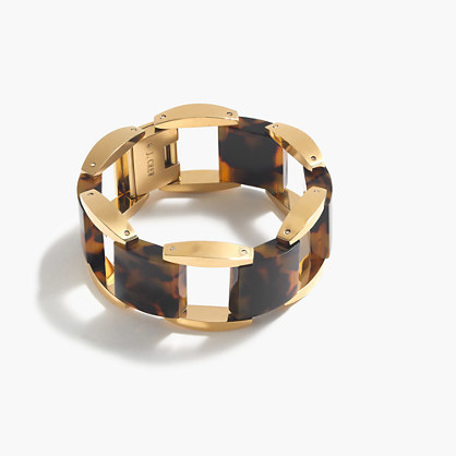 Tortoise And Antique Gold Link Bracelet - predominant colour: chocolate brown; secondary colour: gold; occasions: evening, occasion; style: chain; size: large/oversized; material: chain/metal; finish: metallic; season: a/w 2016; wardrobe: event
