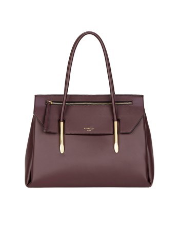 Flap Over Tote Bag - predominant colour: burgundy; occasions: casual; type of pattern: standard; style: tote; length: shoulder (tucks under arm); size: standard; material: leather; pattern: plain; finish: plain; season: a/w 2016; wardrobe: highlight
