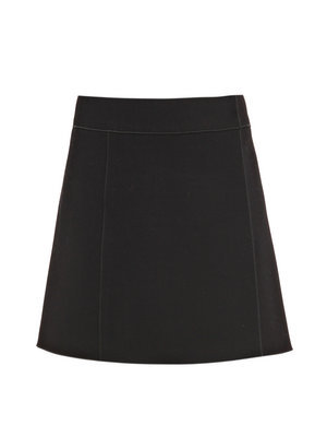 Wool A Line Wrap Skirt - pattern: plain; fit: body skimming; waist detail: wide waistband/cummerbund; waist: mid/regular rise; predominant colour: black; occasions: casual, evening, work; length: just above the knee; style: a-line; fibres: wool - 100%; pattern type: fabric; pattern size: standard