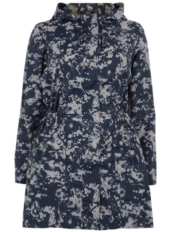Smudge Print Rain Mac - pattern: heavily patterned, patterned/print; length: below the bottom; hip detail: side pockets at hip; style: mac; collar: hooded with opening; occasions: casual; fit: straight cut (boxy); fibres: polyester/polyamide - 100%; predominant colour: multicoloured; sleeve length: long sleeve; sleeve style: standard; pattern type: fabric; pattern size: big & busy