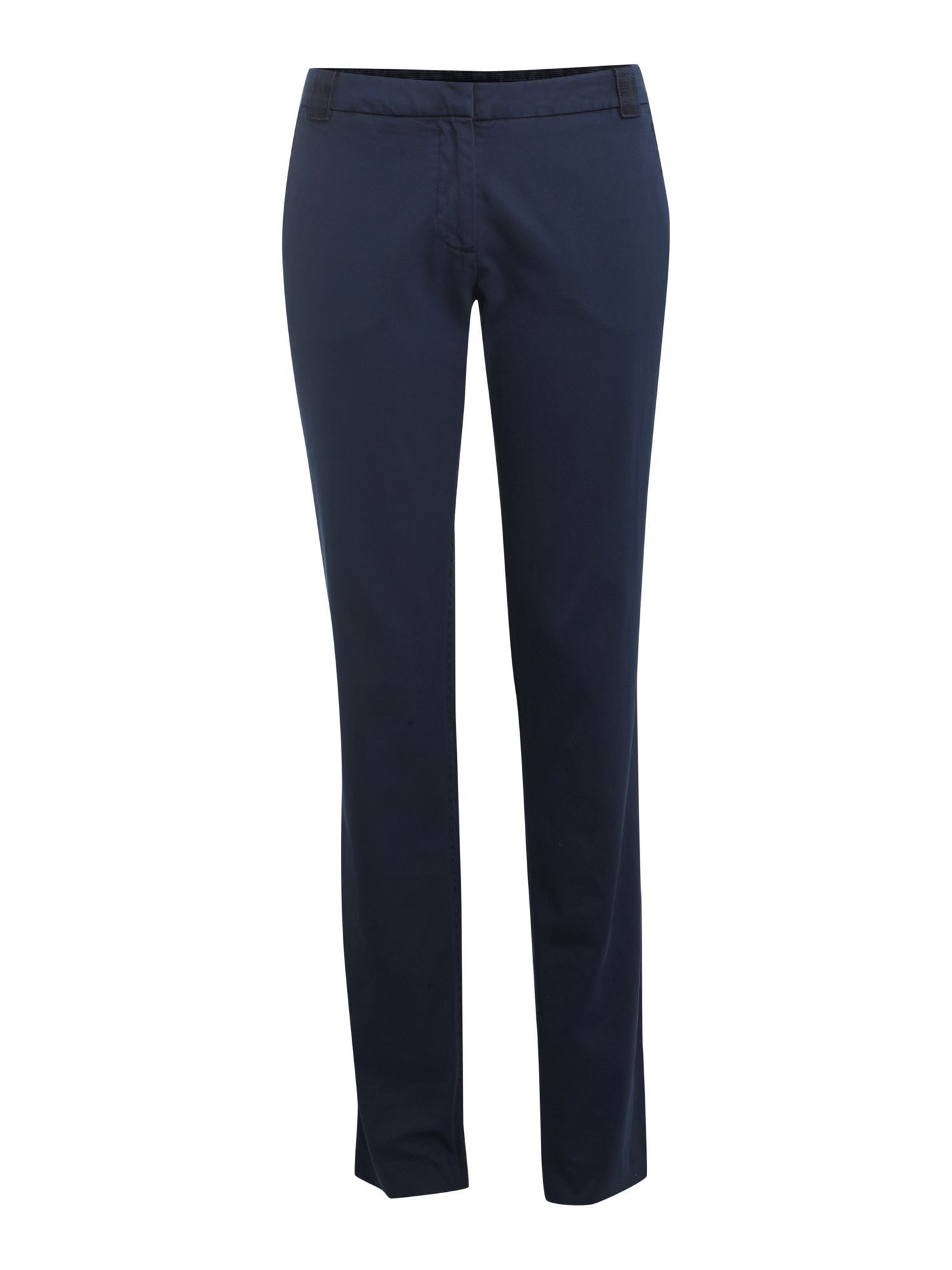 Women's Twill Rome Signature Chino, Blue - length: standard; pocket detail: small back pockets, pockets at the sides; waist detail: belted waist/tie at waist/drawstring; waist: mid/regular rise; predominant colour: navy; occasions: casual, work; style: chino; trends: trousers; fibres: cotton - 100%; fit: slim leg