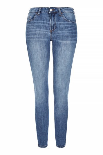 Moto Blue Baxter Slim Leg Jeans - length: standard; pattern: plain; pocket detail: traditional 5 pocket; style: slim leg; waist: mid/regular rise; predominant colour: denim; occasions: casual; fibres: cotton - stretch; jeans detail: whiskering, washed/faded; texture group: denim; pattern type: fabric; wardrobe: basic; season: s/s 2017