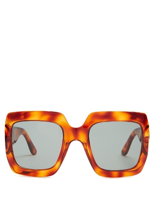 Oversized Square Frame Sunglasses - predominant colour: tan; occasions: casual, holiday; style: square; size: large; material: plastic/rubber; pattern: tortoiseshell; finish: plain; wardrobe: highlight; season: s/s 2017