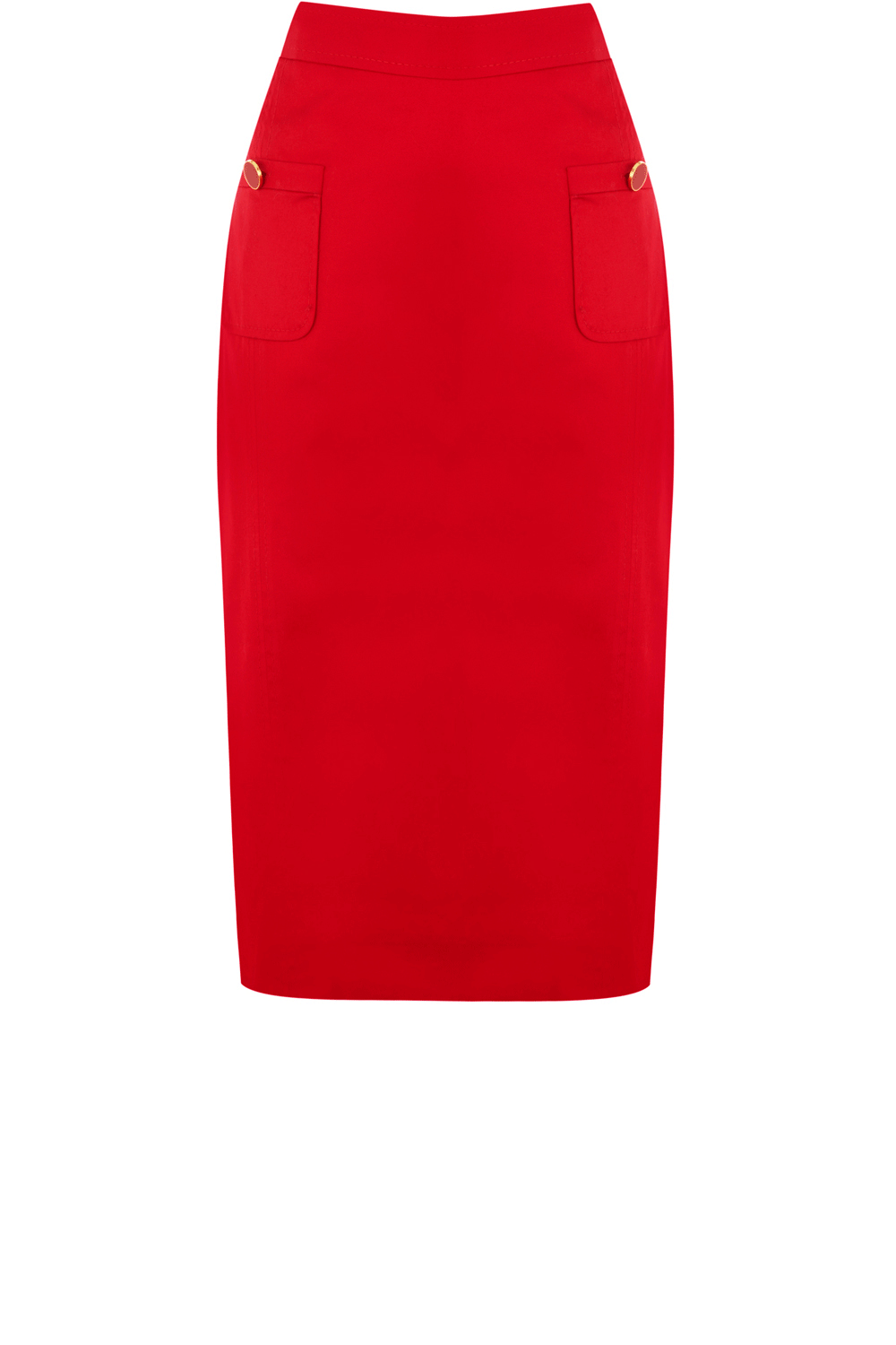 Pippa Pocket Pencil Skirt - pattern: plain; style: pencil; fit: body skimming; hip detail: front pockets at hip, fitted at hip; waist: high rise; predominant colour: bright orange; occasions: casual, occasion; length: just above the knee; trends: forties; fibres: cotton - stretch; pattern type: fabric; pattern size: standard