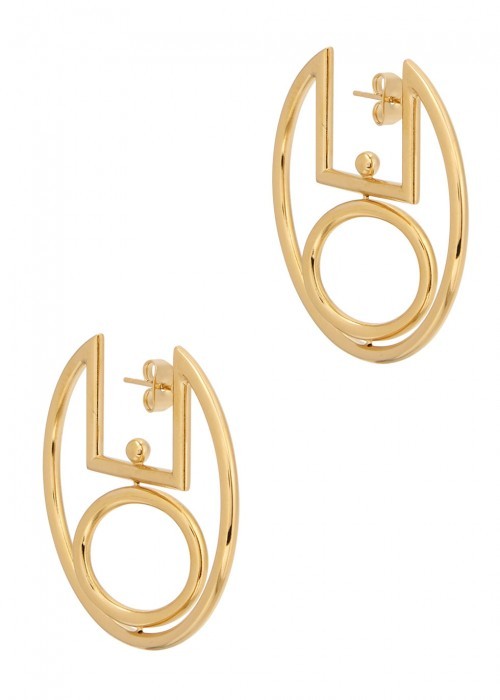 Gold Tone Hoop Earrings - predominant colour: gold; occasions: evening; style: hoop; length: mid; size: large/oversized; material: chain/metal; fastening: pierced; finish: metallic; wardrobe: event; season: s/s 2017
