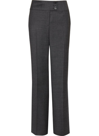 Grey Puppytooth Trouser - length: standard; waist detail: wide waistband/cummerbund; waist: mid/regular rise; predominant colour: charcoal; occasions: casual, work; fibres: polyester/polyamide - mix; fit: straight leg; style: standard