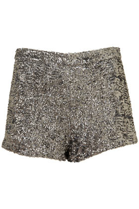 Sequin Knicker Shorts - style: shorts; length: short shorts; waist: mid/regular rise; predominant colour: silver; occasions: casual; fibres: polyester/polyamide - 100%; fit: skinny/tight leg