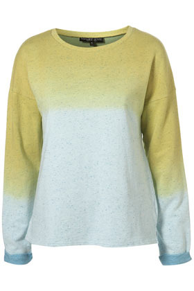 Petite Dip Dye Speckle Sweat - neckline: round neck; pattern: tie dye; style: standard; occasions: casual; length: standard; fibres: cotton - 100%; fit: standard fit; predominant colour: multicoloured; trends: sports luxe; sleeve length: long sleeve; sleeve style: standard; pattern type: knitted - other; pattern size: standard
