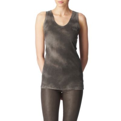 Arie Top - neckline: round neck; sleeve style: sleeveless; style: vest top; predominant colour: charcoal; occasions: casual; length: standard; fibres: cotton - mix; material texture: jersey; fit: body skimming; sleeve length: sleeveless; texture group: jersey - stretchy/drapey