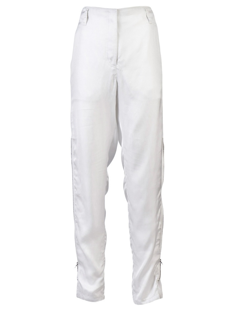 Banker Stripe Trouser - length: standard; pocket detail: small back pockets, pockets at the sides; waist: high rise; style: loose fit trousers; predominant colour: white; occasions: casual; fibres: silk - mix; trends: white, sports luxe; fit: skinny/tight leg