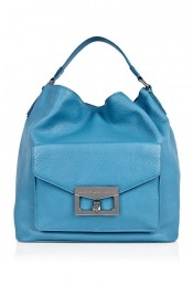 Vintage Blue Front Pocket Bianca Hobo - predominant colour: royal blue; style: shoulder; length: shoulder (tucks under arm); size: standard; material: leather; pattern: plain
