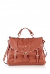 Terracotta Poya Doctor Bag - predominant colour: terracotta; style: doctor's bag; length: handle; size: standard; material: leather; pattern: plain