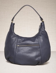 Smart Leather Bag - predominant colour: navy; style: shoulder; length: shoulder (tucks under arm); size: standard; material: leather; embellishment: zips; pattern: plain