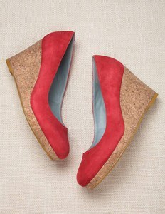 Essential Wedges - predominant colour: bright orange; material: suede; heel height: high; heel: wedge; toe: round toe; style: courts