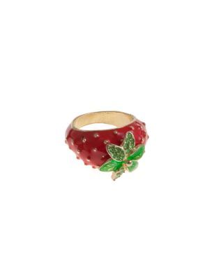 Strawberry Ring - predominant colour: true red; style: cocktail; size: large/oversized; material: chain/metal