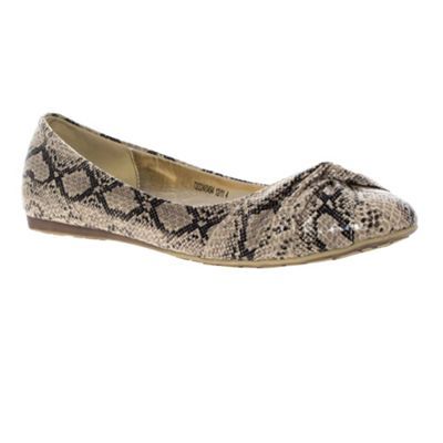 Natural Snake Effect Ballerinas - predominant colour: stone; material: faux leather; heel height: flat; embellishment: animal print; toe: round toe; style: ballerinas / pumps; pattern: animal print