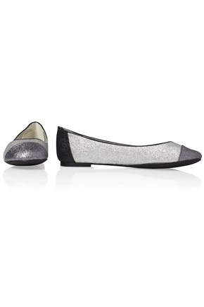 Pipa Toe Cap Ballerina - predominant colour: silver; material: faux leather; heel height: flat; embellishment: glitter; toe: round toe; style: ballerinas / pumps