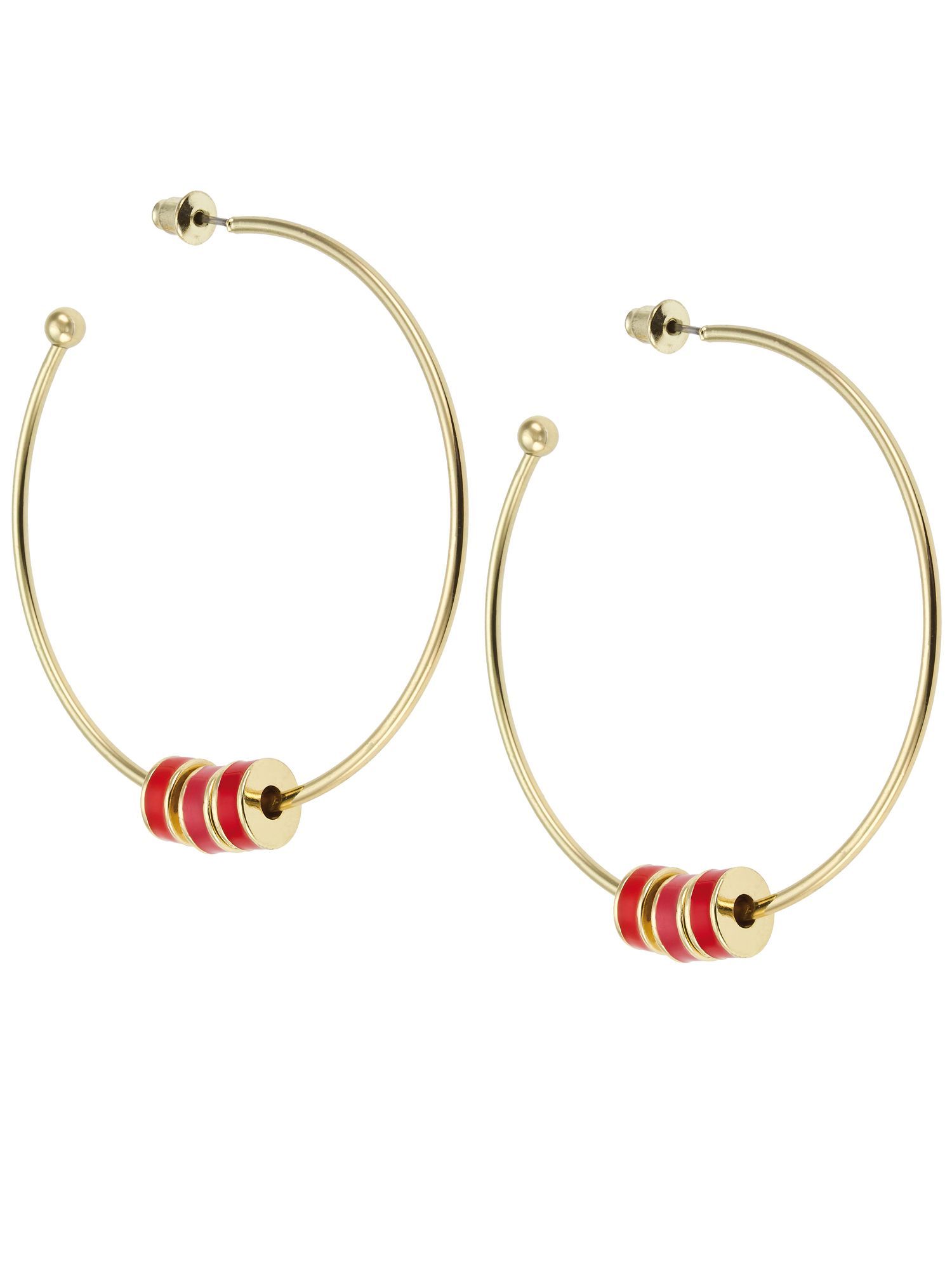 Abacus Hoop Earrings, Coral - predominant colour: coral; style: hoop; length: mid; size: standard; material: chain/metal; fastening: pierced