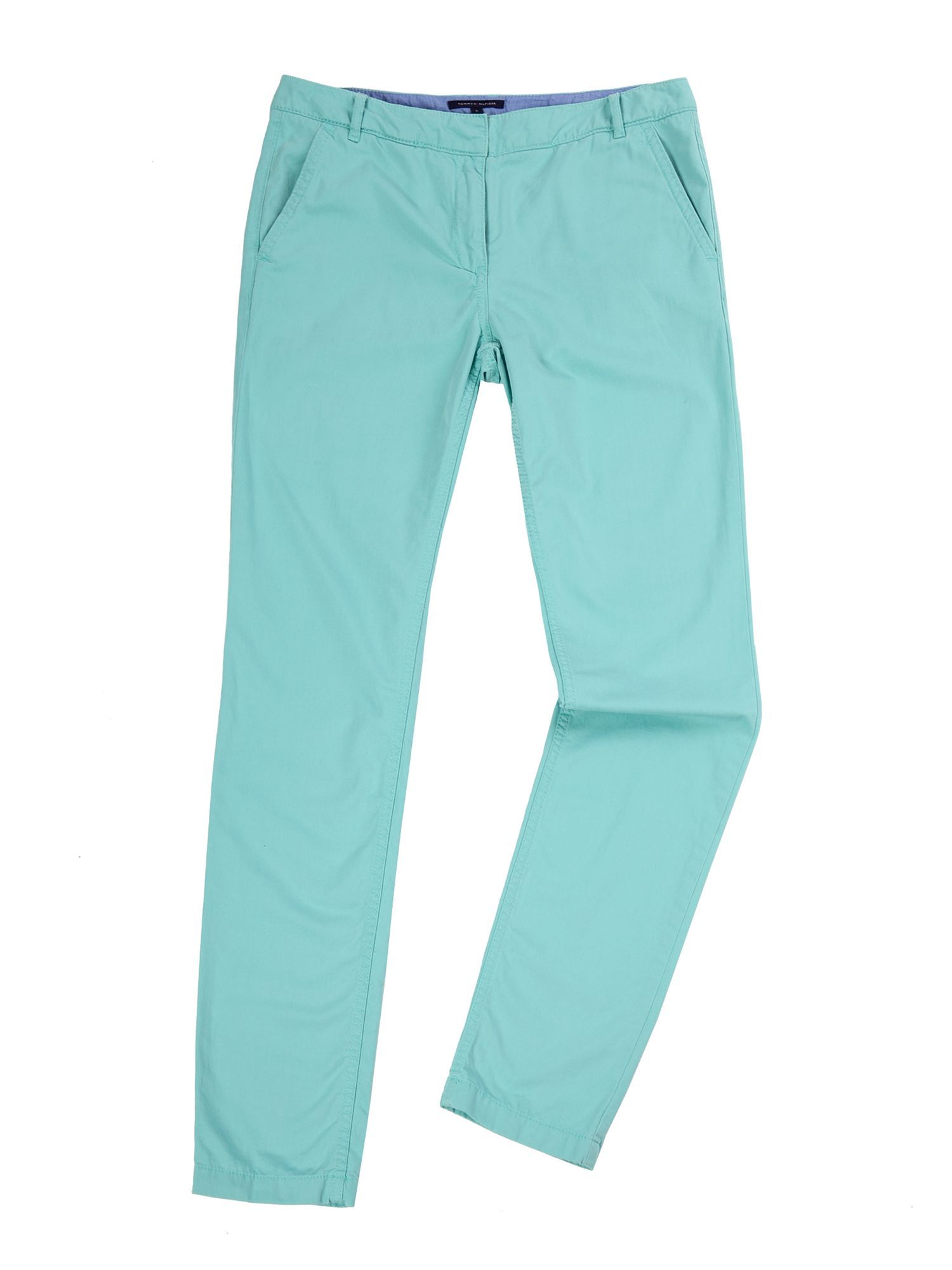 Women's Broken Twill Rome Slim Leg, Blue - length: standard; waist detail: fitted waist; pocket detail: small back pockets, pockets at the sides; waist: mid/regular rise; predominant colour: pale blue; occasions: casual; fibres: cotton - 100%; hip detail: fitted at hip (bottoms); trends: pastels; fit: slim leg; style: standard