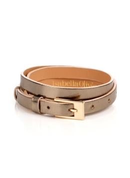 Essential Skinny Belt - predominant colour: champagne; style: classic; size: skinny; worn on: waist; material: leather; pattern: metallic, plain; finish: metallic
