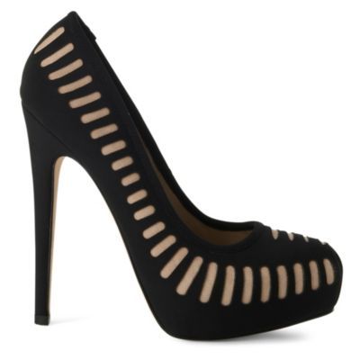 Mark Fast Cregger Cut Out Courts - predominant colour: black; material: suede; heel height: high; heel: platform; toe: square toe; style: courts