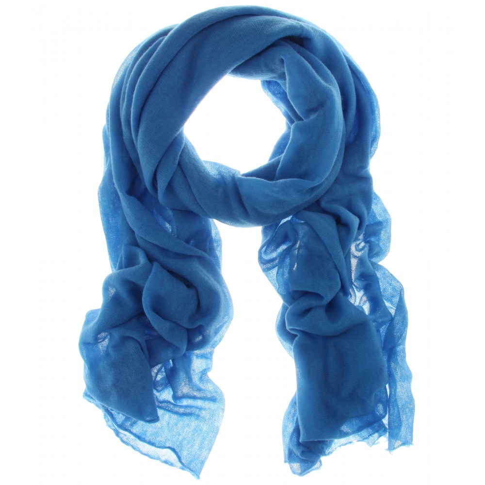 Cashmere Scarf - predominant colour: royal blue; style: regular; size: standard; material: knits; pattern: plain