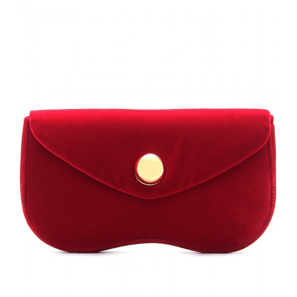 Velvet Clutch - predominant colour: true red; style: clutch; length: hand carry; size: small; material: velvet