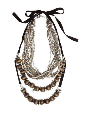 Ardenne Dual Strand Necklace - predominant colour: chocolate brown; style: multistrand; length: mid; size: standard; material: beaded; embellishment: beading