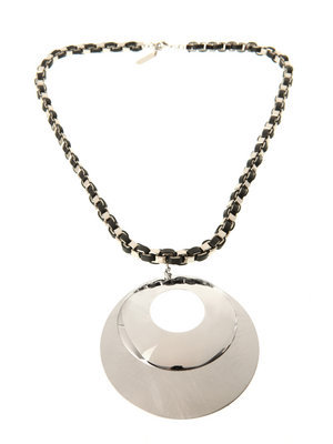 Pecunia Necklace - predominant colour: silver; style: pendant; length: long; size: large/oversized; material: chain/metal