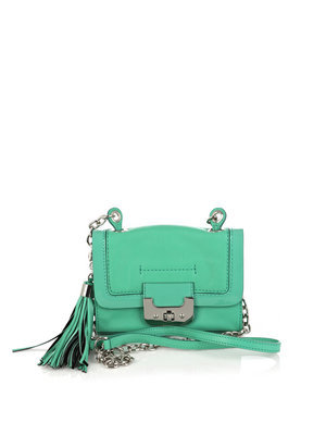 Mini Harper Bag - predominant colour: emerald green; style: messenger; length: across body/long; size: small; material: leather; embellishment: tassels; pattern: plain