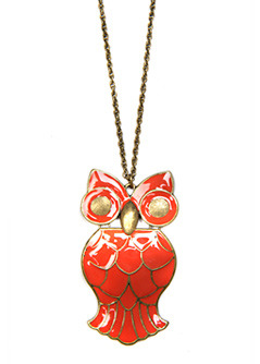 Necklace Sandia C - predominant colour: coral; style: pendant; length: long; size: large/oversized; material: chain/metal