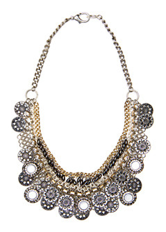 Necklace 2 Star T C - predominant colour: multicoloured; style: bib; length: mid; size: large/oversized; material: chain/metal