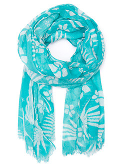 Foulard Tropic T C - predominant colour: turquoise; type of pattern: light; style: regular; size: standard; material: fabric; pattern: abstract, patterned/print