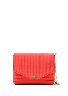 Handbag M.. Paralel Tc - predominant colour: coral; style: messenger; length: across body/long; size: small; material: fabric; embellishment: quilted; pattern: plain