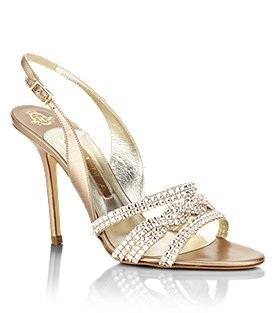 Allium Sandal - predominant colour: champagne; material: leather; heel height: high; embellishment: buckles, crystals, jewels; ankle detail: ankle strap; heel: stiletto; toe: open toe/peeptoe; style: slingbacks