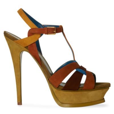 Tribute Suede Platform Sandals - predominant colour: multicoloured; material: suede; heel height: high; ankle detail: ankle strap; heel: platform; toe: open toe/peeptoe; style: strappy