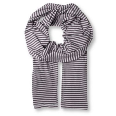Striped Scarf - predominant colour: charcoal; type of pattern: small; style: regular; size: standard; material: fabric; pattern: horizontal stripes