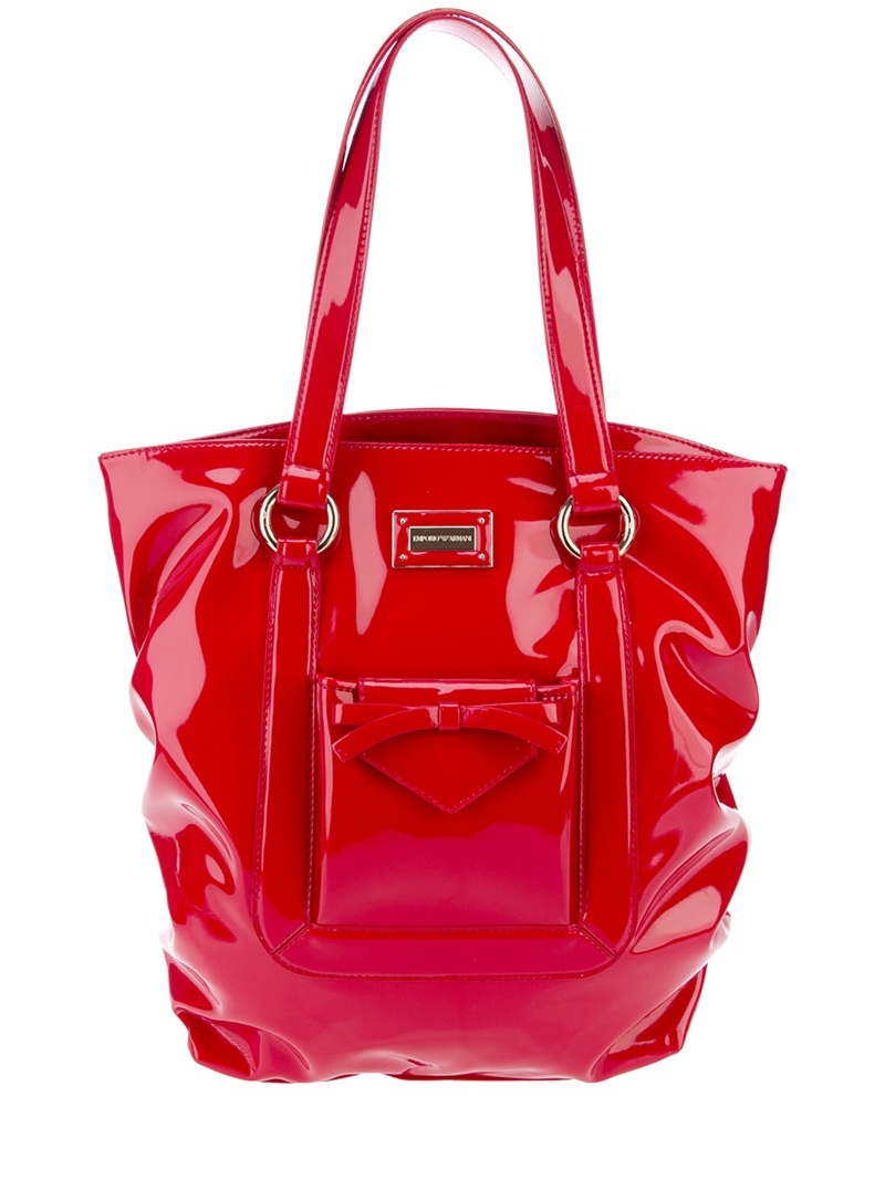 Hi Shine Tote - predominant colour: true red; style: tote; length: shoulder (tucks under arm); size: oversized; material: leather; pattern: plain